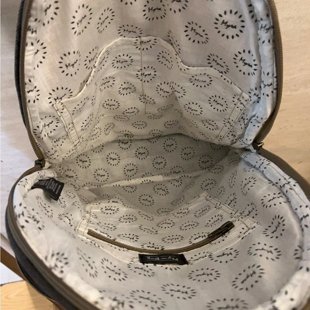 NWT- Myra Bag Hair-On Cowhide 100% Leather BoHo Star Canvas Backpack